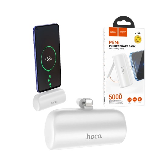 Hoco Pocket Power Bank J106 with Folding Stand for iPhones 5000mAh White Hoco Pocket Power Bank J106 with Folding Stand for iPhones 5000mAh White